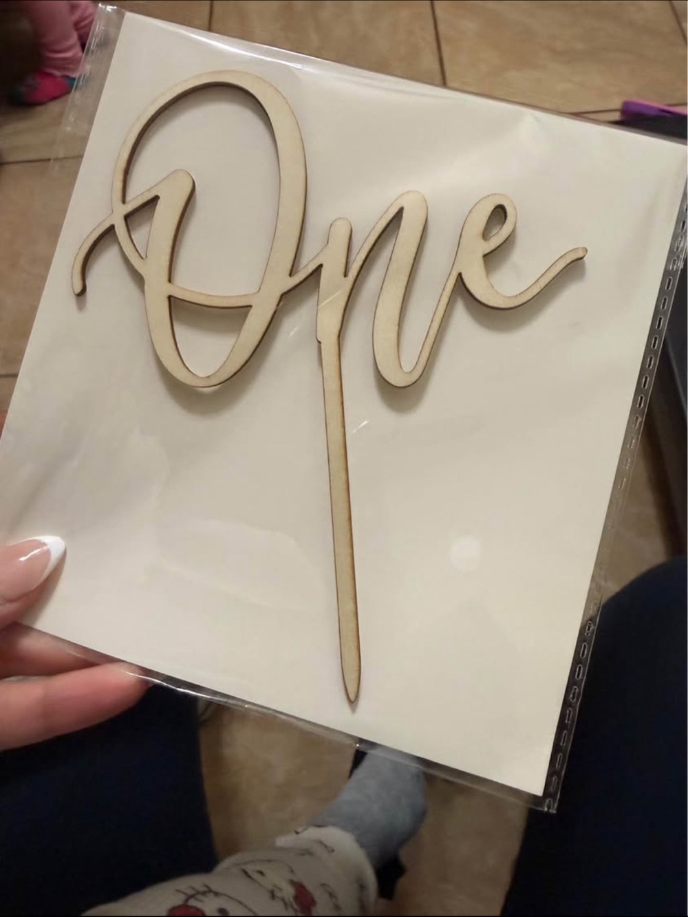 Wooden 'One' Cake Topper - Natural